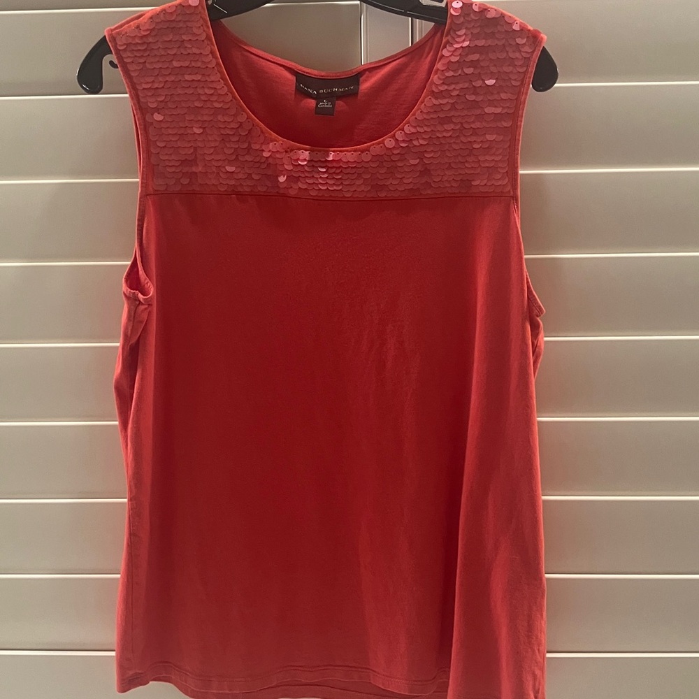 Dana Buchanan Coral Sequin Tank Top